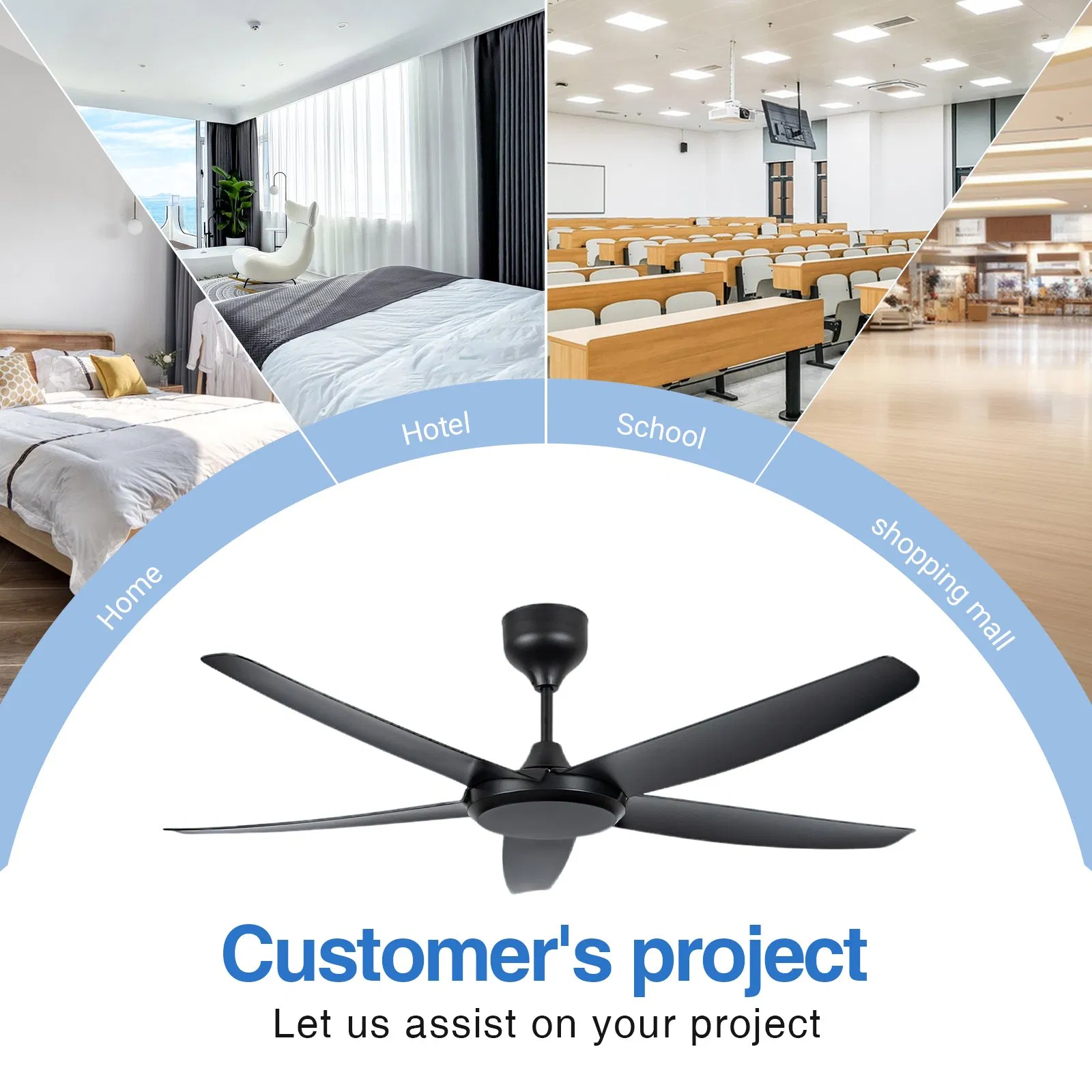Low Noise DC Ceiling Fan with Light 6 Speed Adjustable Fan Light