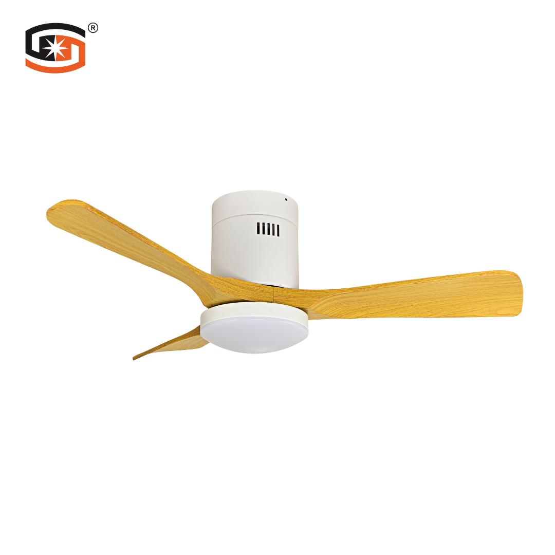Modern Ceiling Fan Light Remote Metal White Finish Quiet DC Motor Dimmable LED Reversible Rotation 3 Blades Minimalist Design