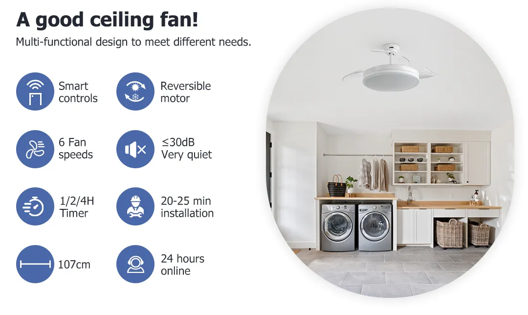 LED Ceiling Fan 3-Color LED Lighting