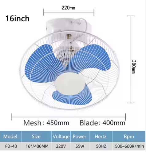 360 Degree Indoor Garage Silent Wall Mount Air Cooling Roof Fan Home Office Electric Oscillating Orbit Ceiling Fan