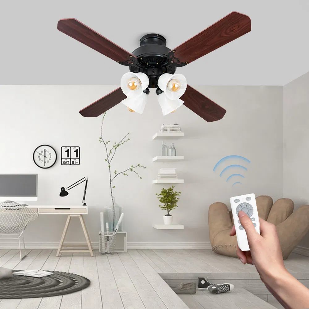 Ceiling Fans with Lights, 42 Inch Low Profile Ceiling Fan with Light and Remote Control, Flush Mount, 3CCT, Dimmable, Quiet Reversible Motor