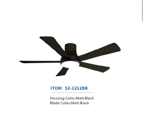 Low Noise Modern 52-Inch Plywood LED Ceiling Remote Control DC 110V Black LED Ceiling Fan with LED Light