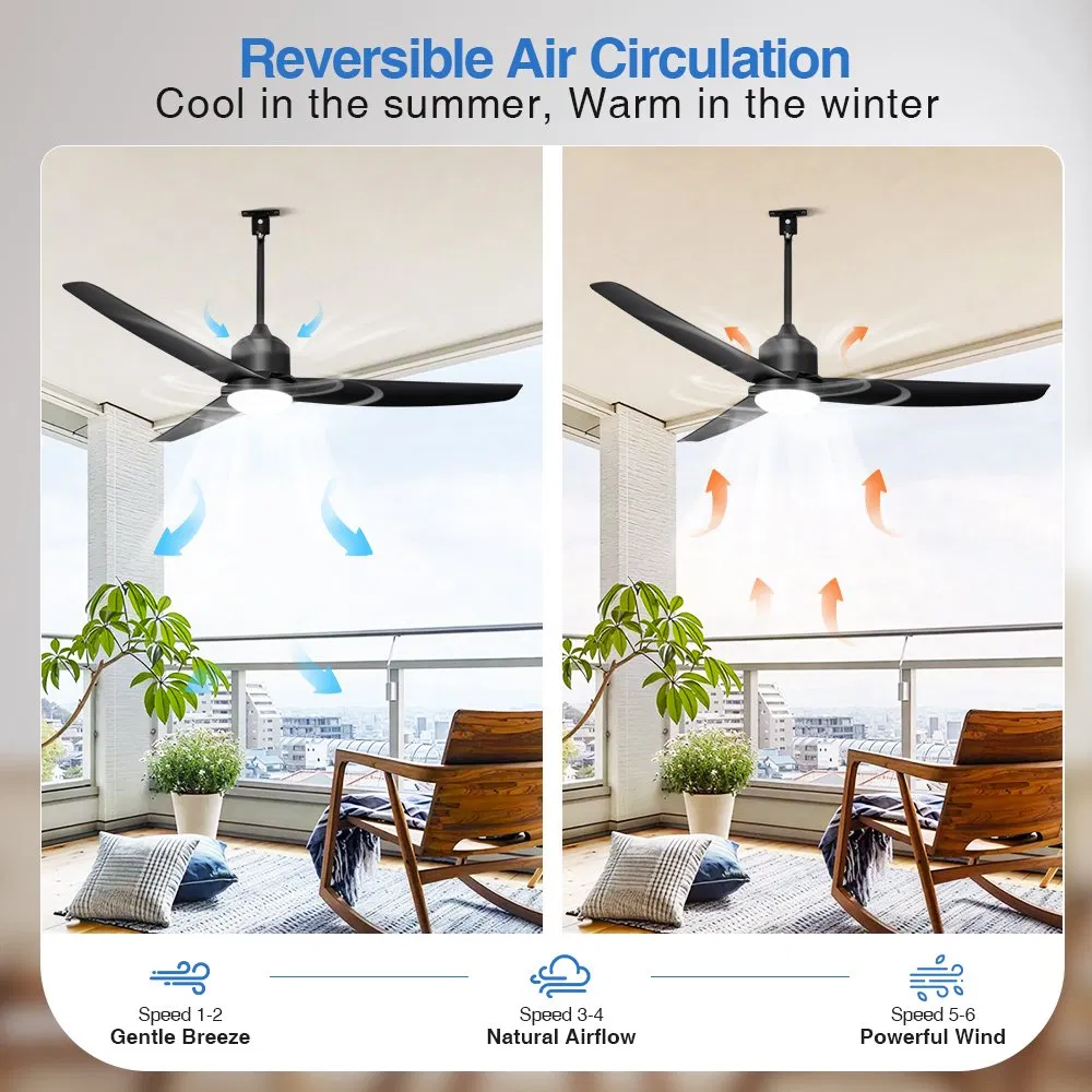 Waterproof Outdoor Patios Gazebo Ceiling Fan 52 Inch DC Motor