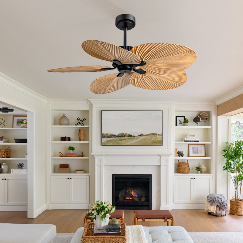 Black Luxury Indoor ABS Living Room Bedroom Minimalist Stylish Zipper Ceiling Fan Electric Metal Mechanical AC Motor Decorating