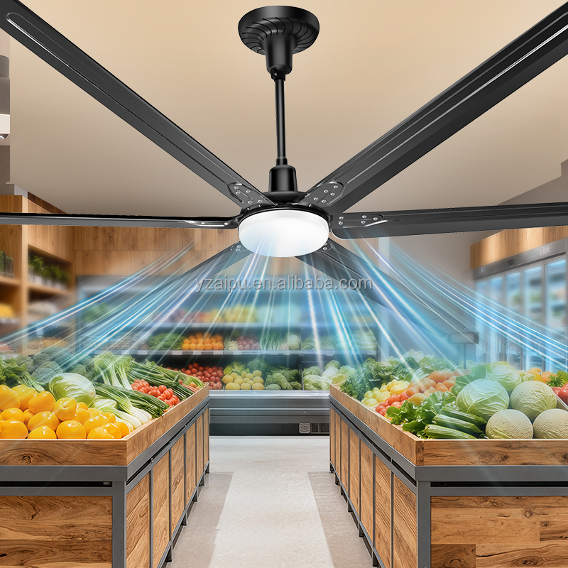 Smart LED 8ft 100 Inch 2.5m Commercial Ceiling Fan 6 Blades Reversible Quiet Operation App Remote Control 100% Copper Motor