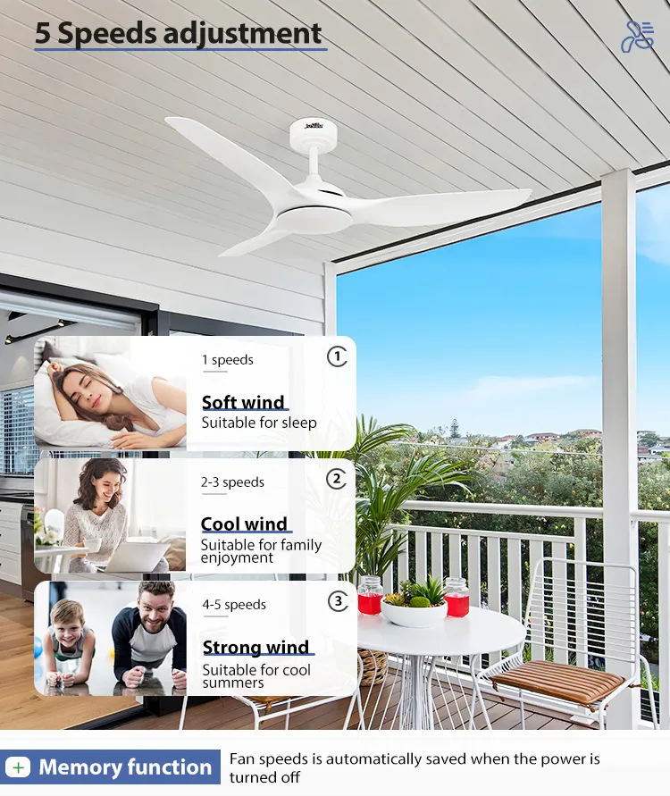 Ceiling Fan Home 52 Inches Plastic Blades White Color Smart Remote Control DC Ceiling Fan