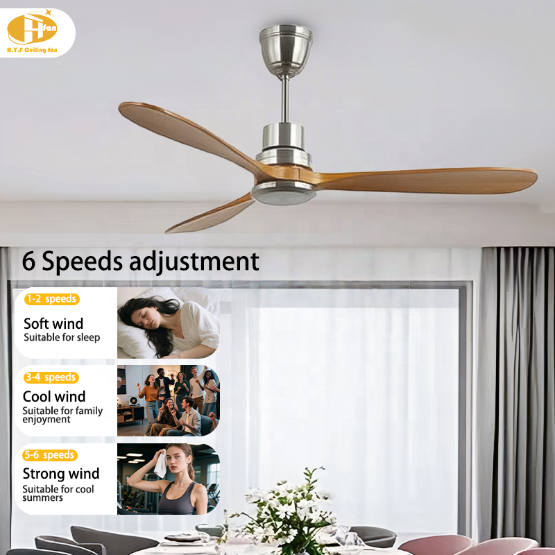 RF 433 Remote Control Ceiling Fan No Light 40W Smart Home Energy Saving AC DC 3 Blades Safe Outdoor Household Garage Use Wood