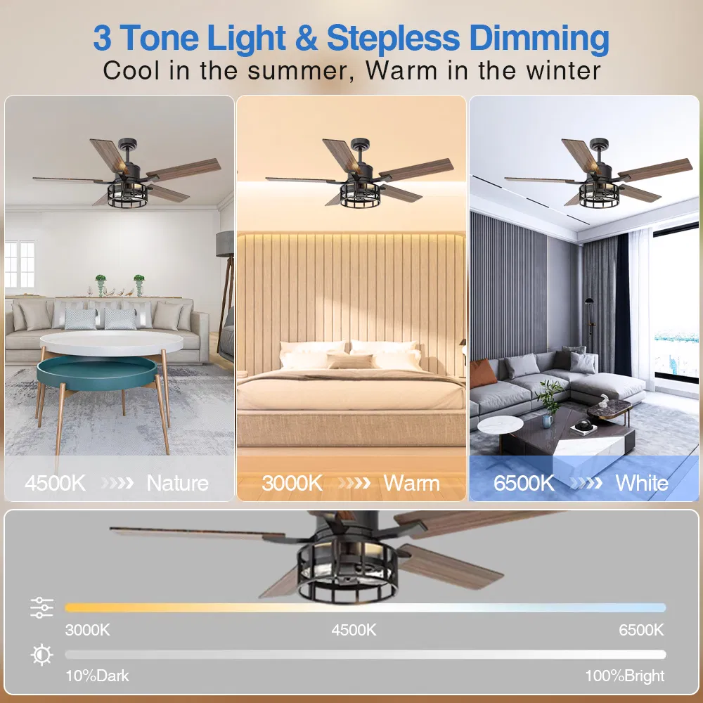 Whisper Quiet Ceiling Fan with Energy Efficient Motor for Bedroom