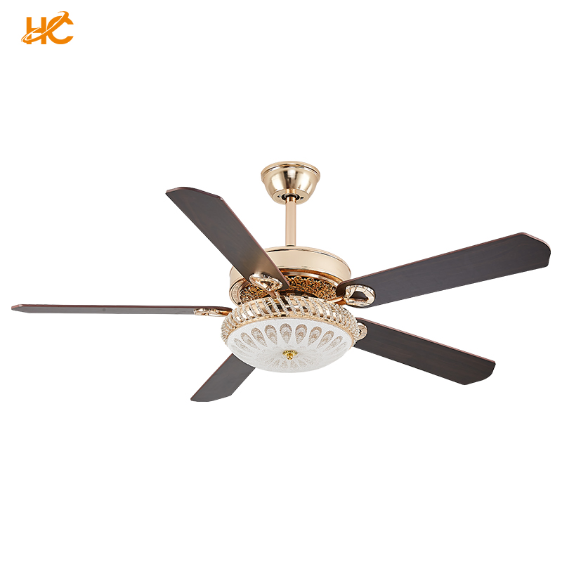 Low Profile Outdoor 5blades Golden DC Motor Silent Ceiling Fan with Light