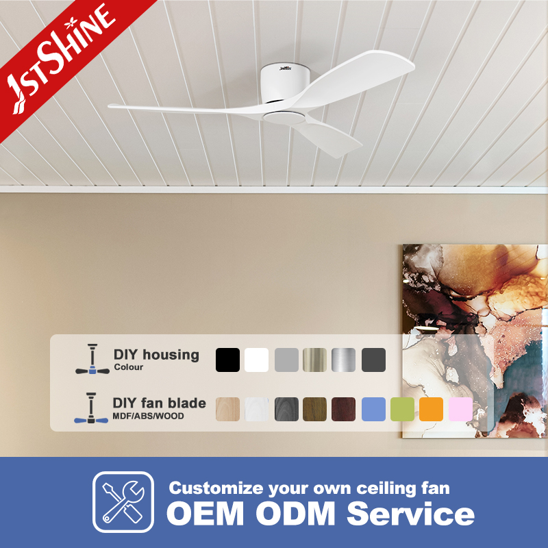 1stshine Ceiling Fan Flush Mounted BLDC Motor Low Energy Space Saving White Ceiling Fan Without Light