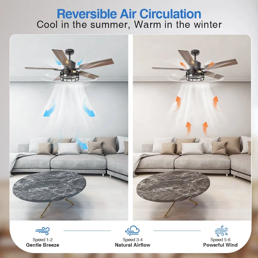 Whisper Quiet Ceiling Fan with Energy Efficient Motor for Bedroom