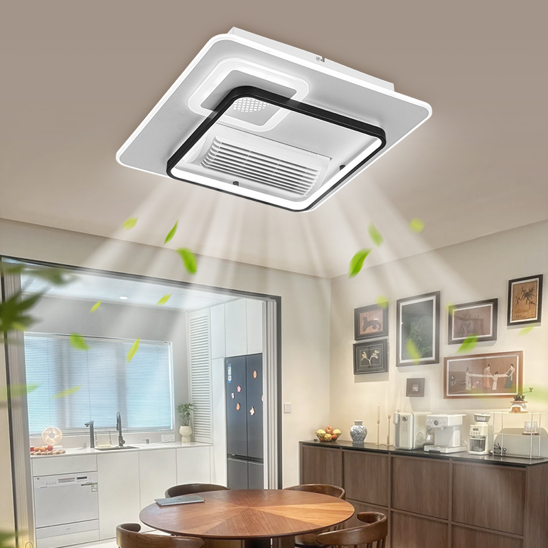 #5015S Contemporary DC Motor Smart Control 6-Speed Bladeless Ceiling Fan Remote Dimmable LED Light For Bedroom-Quiet Operation