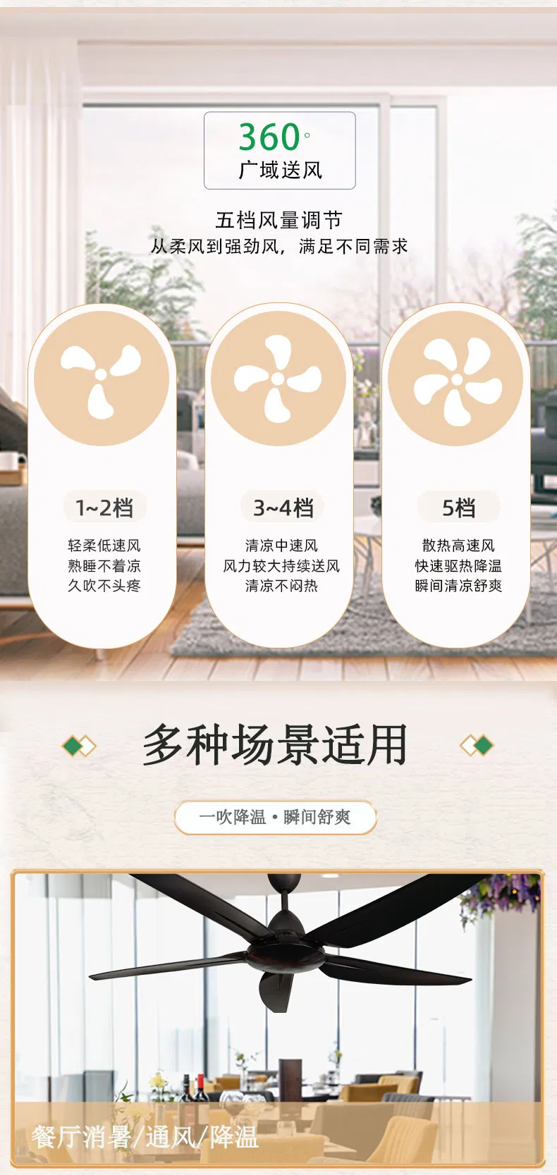 56inch Remote Control AC/DC Ceiling Fan with ABS Blades