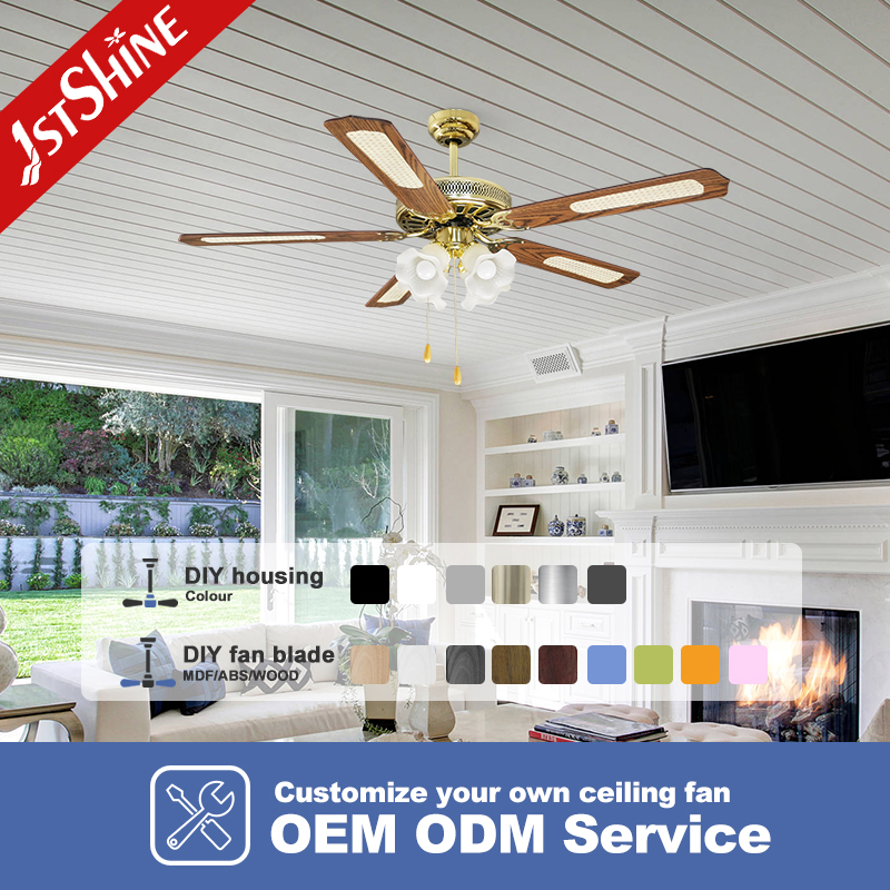 1stshine Ceiling Fan 100% Copper Motor for Hotel 52 Inches Mdf Blade Fancy Decorative AC Lower Floor Ceiling Fan