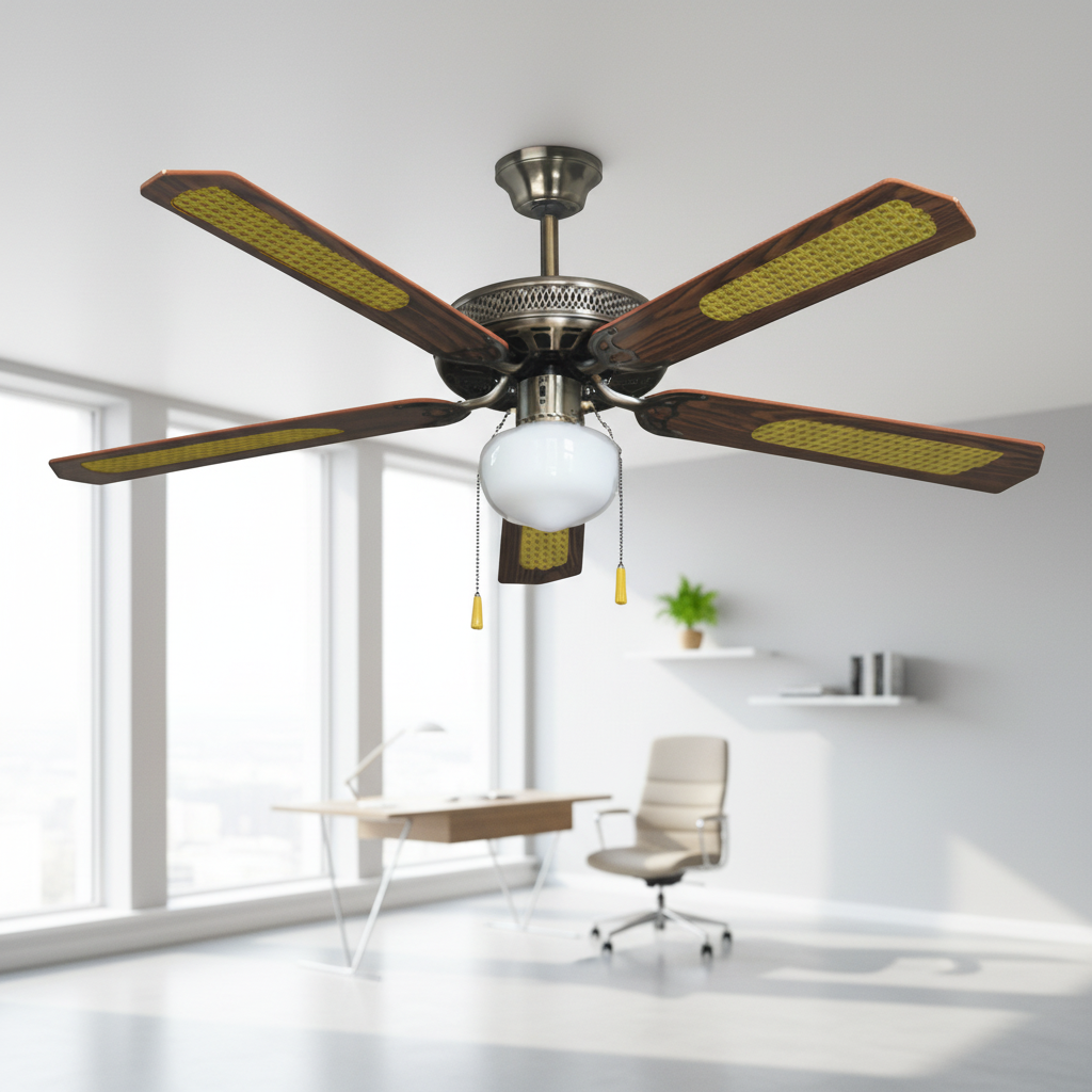 Classical Style Decorative 52 Inch Mechanical Ceiling Fan Indoor 5 MDF Blades 3 Speed Pull Chain Switch Light Pure Copper Motor