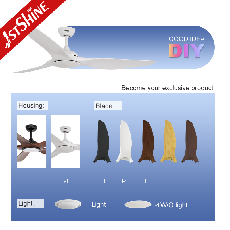 1stshine Ceiling Fan 63 Inches DC Motor Large Size Quiet Smart White Ceiling Fan Remote Control