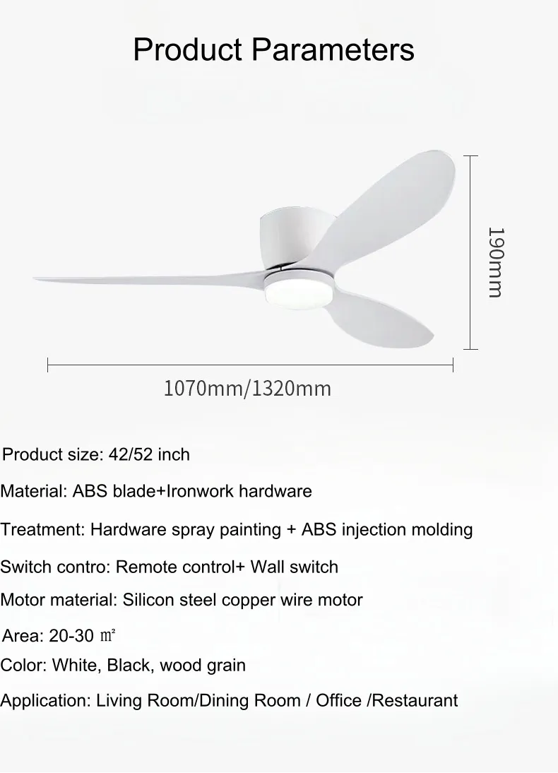 52 Inch Ceiling Fans with Lights Remote Control Modern Low Profile Ceiling Fan