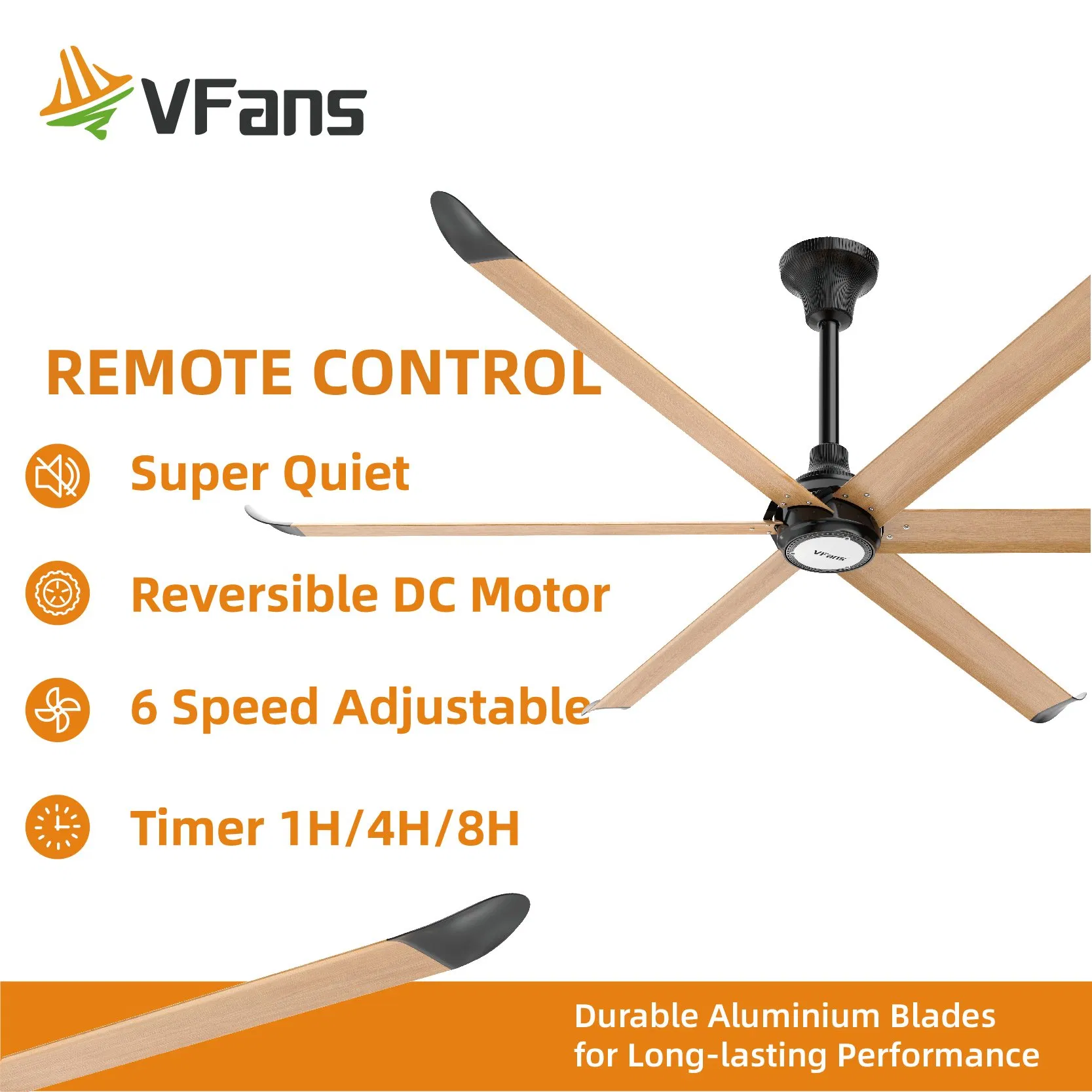 Vfans Energy Efficiency Industrial Ceiling Pmsm Hslv Fan for Factory