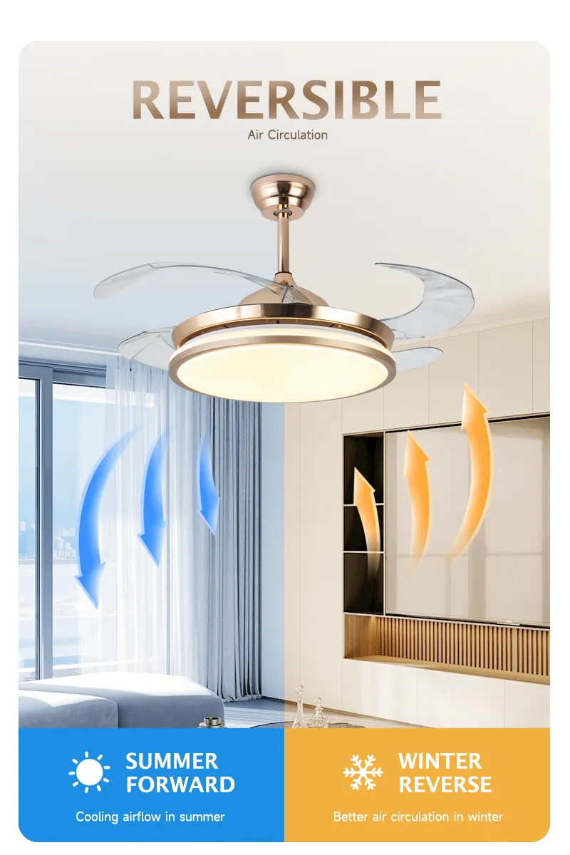 Chandelier Modern Pendant Lights Retractable Invisible LED Ceiling Fan Light with LED Light and Remote Control