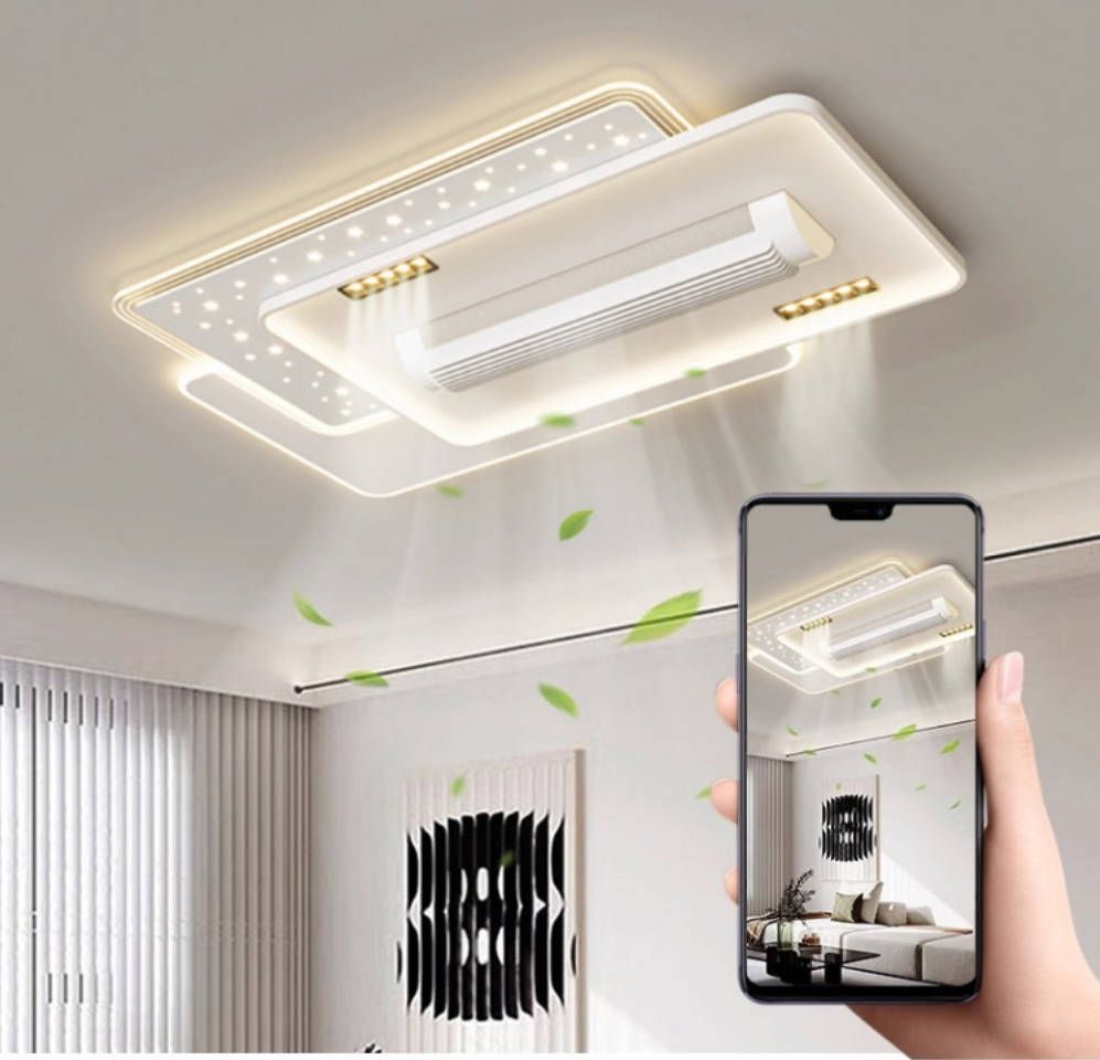Full Spectrum Bladeless LED Ceiling Fan Light with Remote Control Modern Silent Leafless Ceiling Fan for Bedroom Living Room
