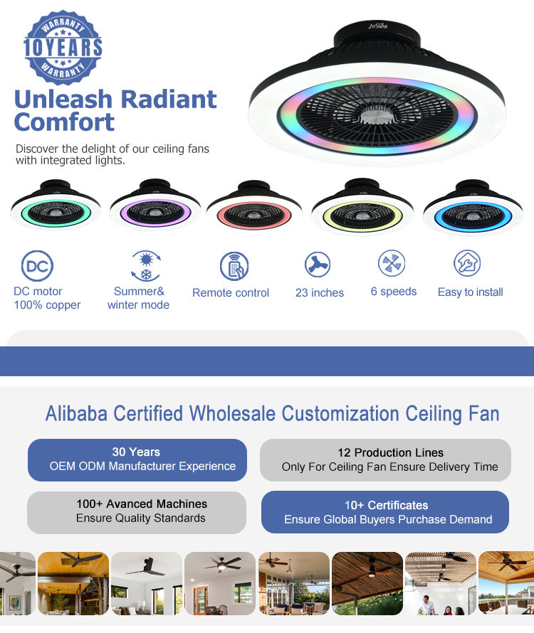 Led Ceiling Fan Fancy 23 Inches RGB Lighting Party Indoor Ceiling Fan With LED Light