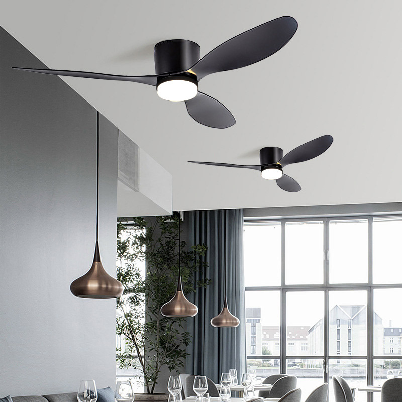 52 Inch Ceiling Fans with Lights, Black Low Profile Ceiling Fan with Remote Control and APP, Double-Sided Fan Blades, 3CCT Dimmable LED, Noiseless, Flush Mount