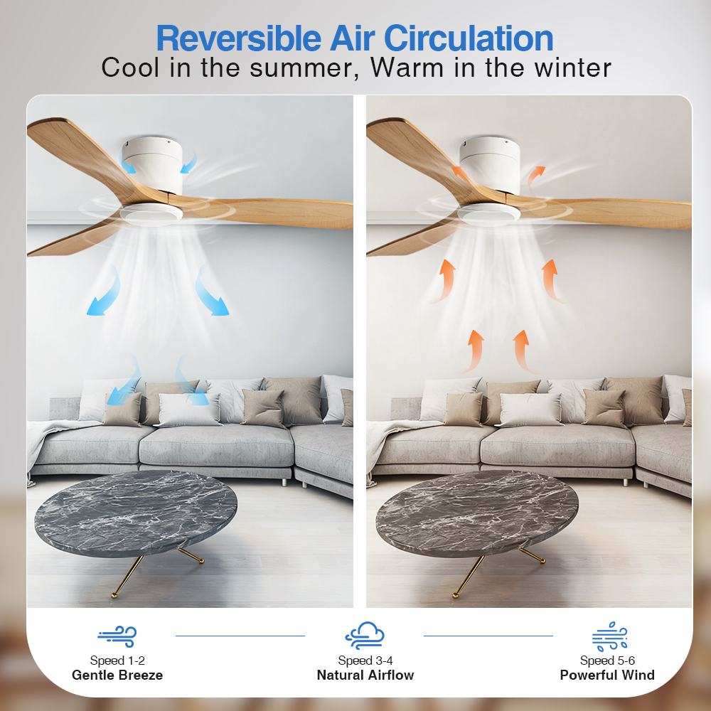 60 Inch Large Size Solid Wood Ceiling Fan With DC Motor, Remote Control, And Silent Operation For Home Use