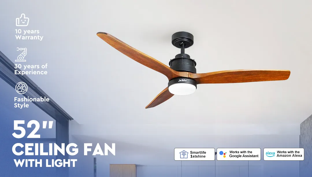 Energy Efficient DC Motor Ceiling Fan with Elegant Wood Blades Details