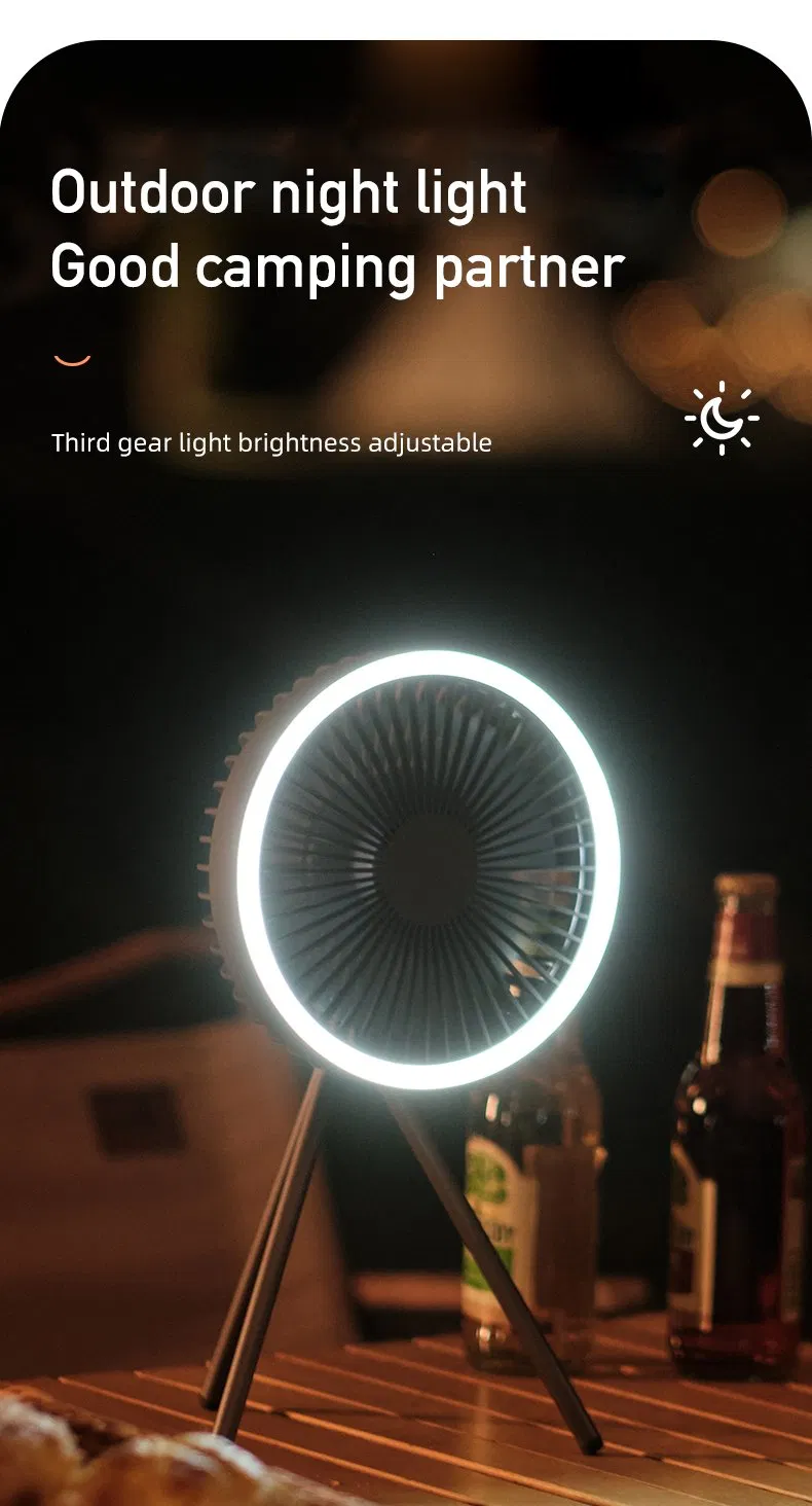 New Outdoor Tripod Fan Large Capacity Wireless USB Charging Camping Fan Portable Small Ceiling Fan Lamp