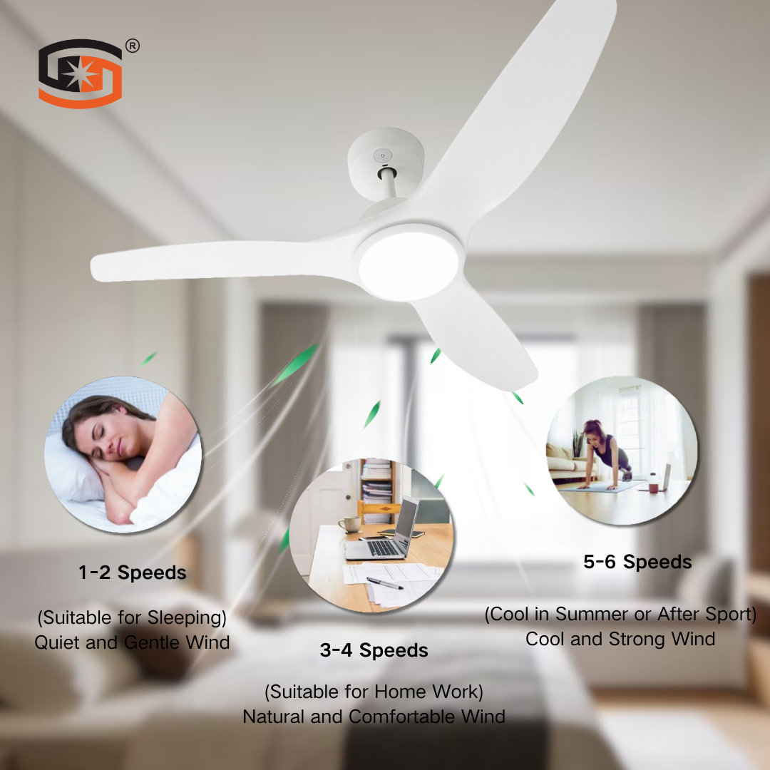 Modern Design Living Room Indoor 52 Inch Decorative 3 Blades Modern Led Ceiling Fan With Light and Remote