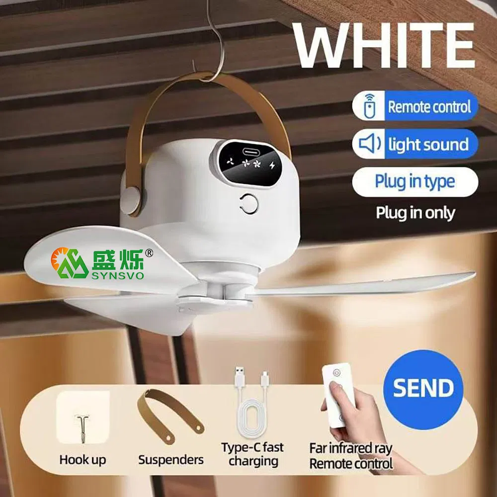 Portable LED Ceiling Fan with Light USB Charging &amp; Remote Control for RV Hotel &amp; Car for Outdoor Camping