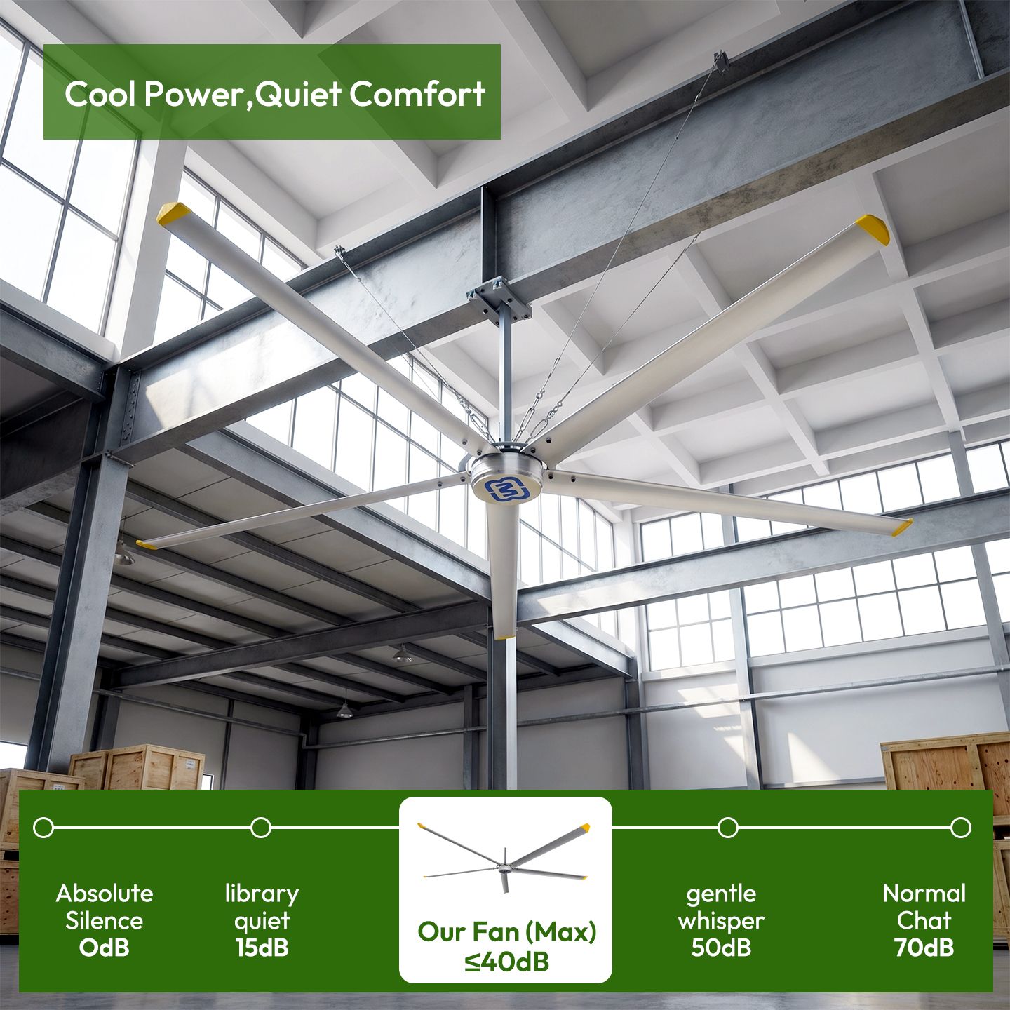 16-24ft HVLS Fan Industrial Giant Ceiling Fan High Volume Low Speed Big Fan Commercial Ventilation For Warehouse,Factory