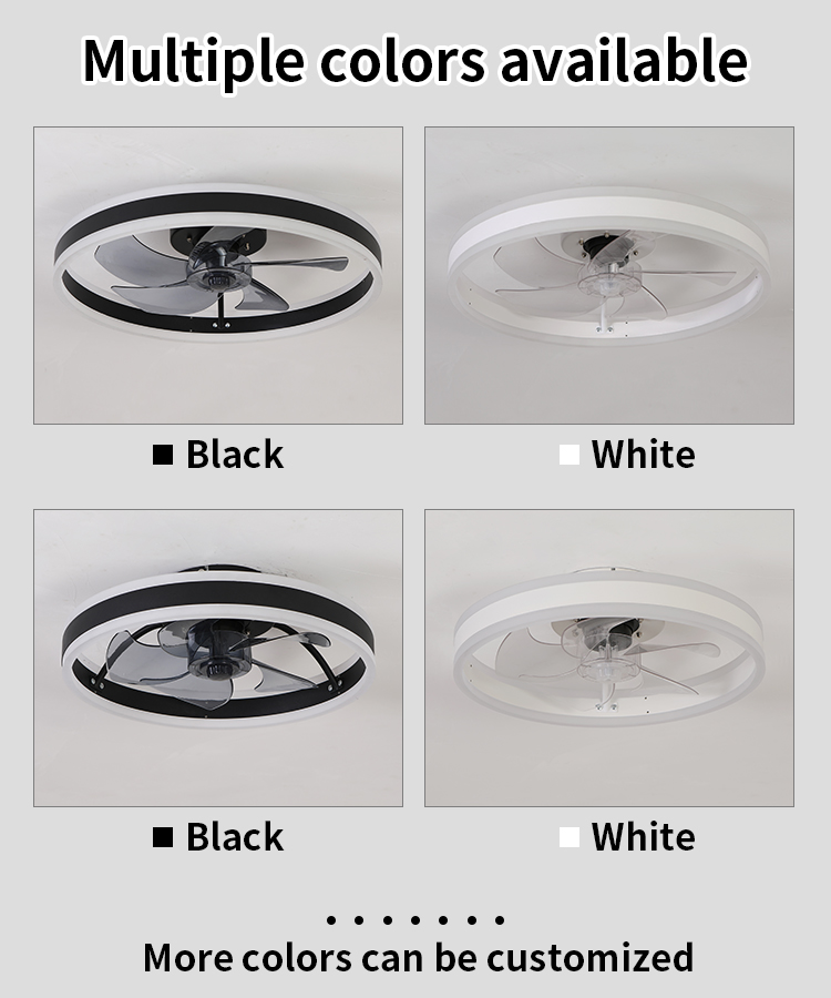 Modern Minimalist Metal Ceiling Fan LED Light Smart APP Control Ultra-Quiet Reversible DC Motor Flush Mount Bedroom 5 Blades