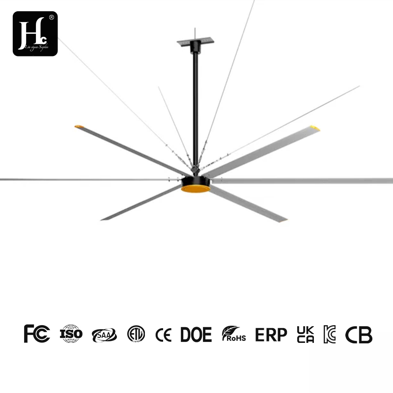24ft High Volume Low Speed HVLS Helicopter Fans 6Blades 220V 1PH Warehouse Fans 50RPM for Warehouse Cooling Ceiling Fans