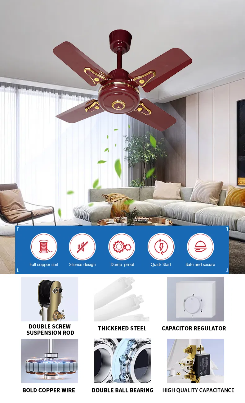 Wholesale 24 Inch Vintage Iron Four Blade Electric Smart Industrial Ceiling Fan