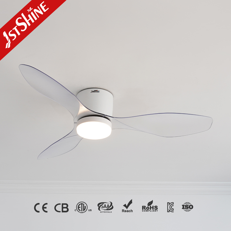 1stshine Ceiling Fan Transparent Blade DC Motor Flush Mount ABS Ceiling Fan 2in1 Lighting