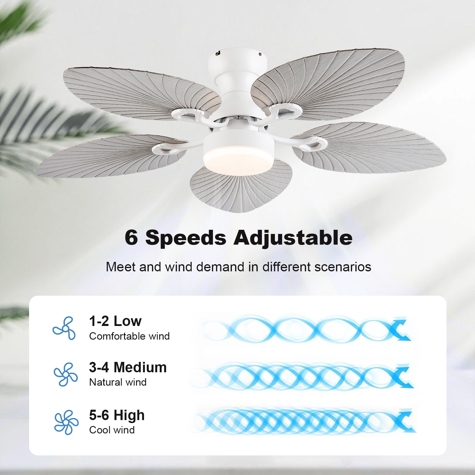 Zhongshan Spot Abs Banana Leaf 42/52 Inch 5-Leaf High Wind Bedroom Dining Room Ceiling Fan Without Light
