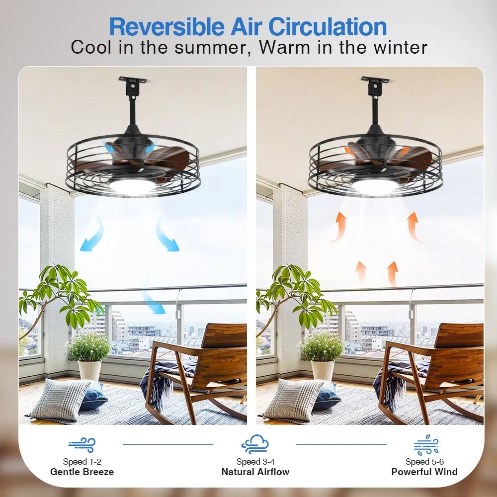 Lower Noise Outdoor Porch Ceiling Fan with 20" Downrod and LED
