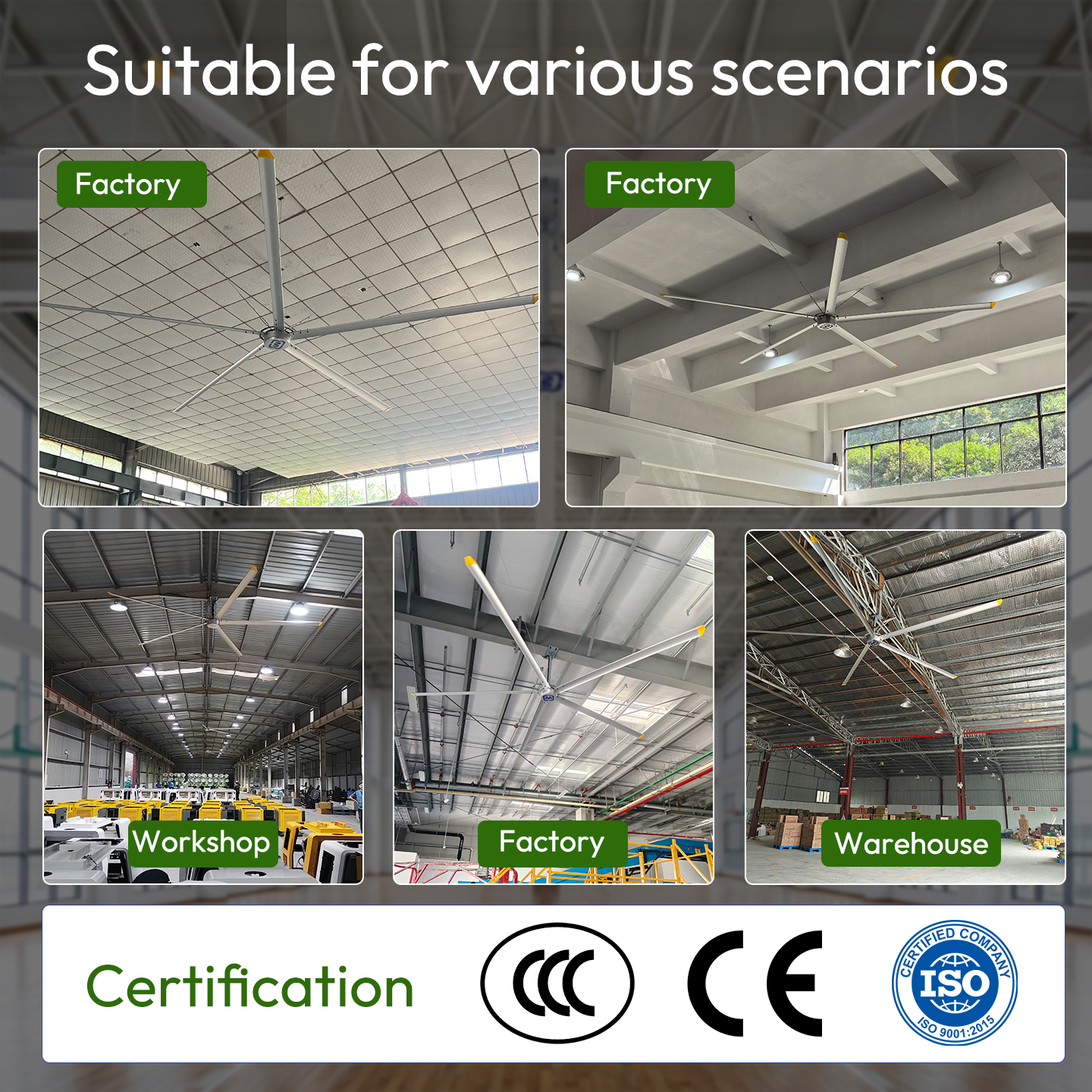 16-24ft HVLS Fan Industrial Giant Ceiling Fan High Volume Low Speed Big Fan Commercial Ventilation For Warehouse,Factory