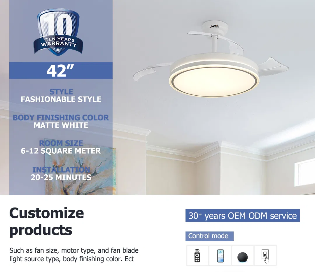LED Ceiling Fan 3-Color LED Lighting