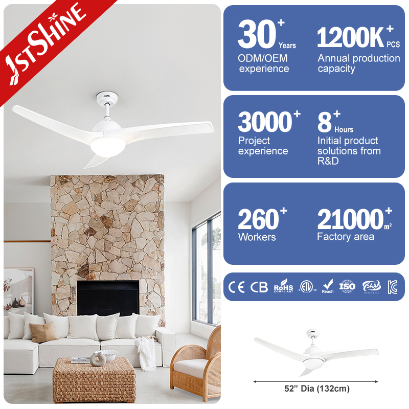 1stshine Ceiling Fan Hava Sogutma Fani ABS Tavan Vantilatoru Isikli Uzaktan Kumandali Plastik Bicakli Tavan Pervanesi