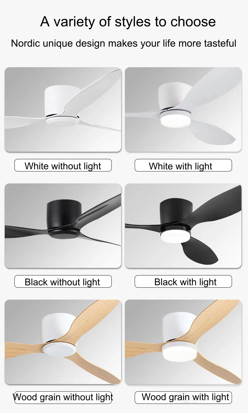 52 Inch Ceiling Fans with Lights Remote Control Modern Low Profile Ceiling Fan with Quiet Reversible AC DC Motor for Bedroom Living Room and Patio White