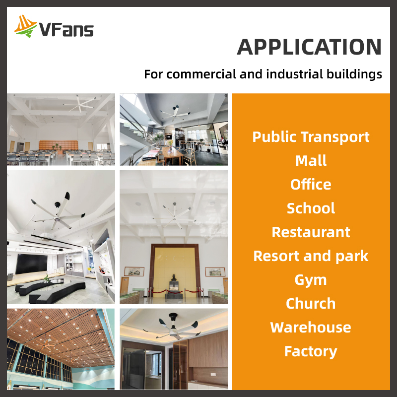 VFans Factory Prices Industrial Large Ceiling Fan with 6 Aluminum Blades DC Motor Ceiling Fan with Remote Control