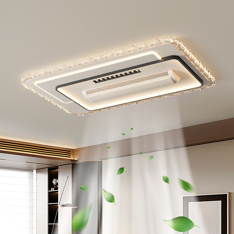Modern LED Ceiling Fan Light Remote Iron Aluminum Acrylic Ceiling Lamp With Bladeless Silent Fan Hotel Bedroom Living Room Decor
