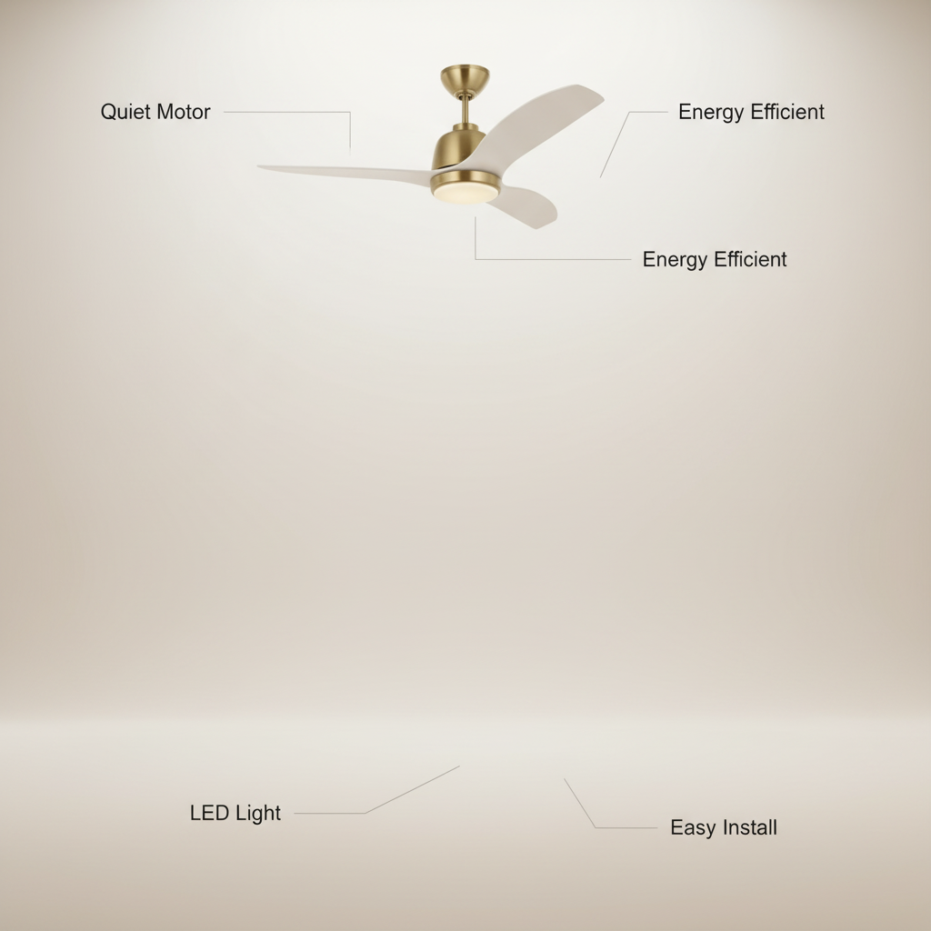 1 20-Inch DC Motor Metal Ceiling Fan 6-Speed Remote Control Dimmable 3-Color LED Light (3000K-6000K) Modern Bedroom