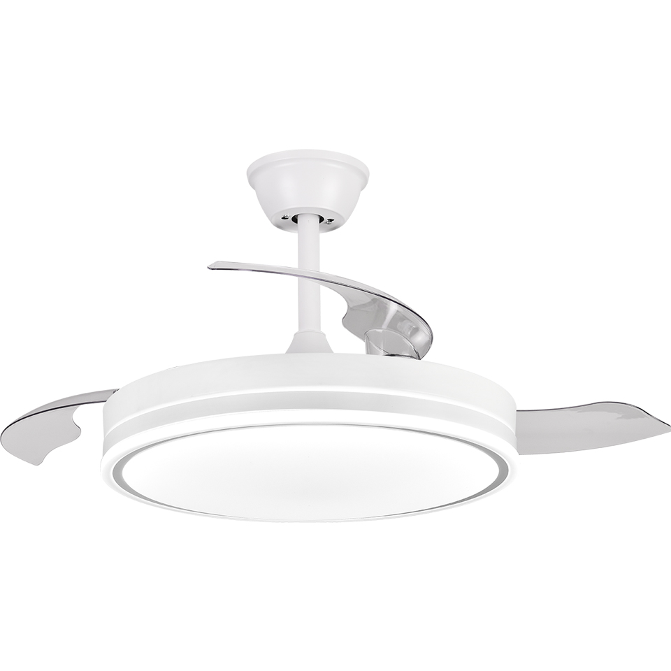 #2717 42-Inch 3 Blades Retractable Chandelier Fan DC Motor Modern Ceiling Fan With Light Remote Control For Home Hotel Office
