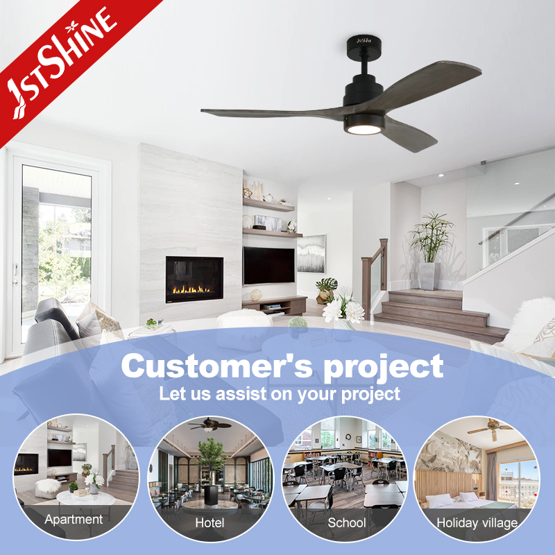1stshine Ceiling Fan with Lamp Energy Saving DC Motor 3 Wood Blades Cooling LED Ceiling Fan Light