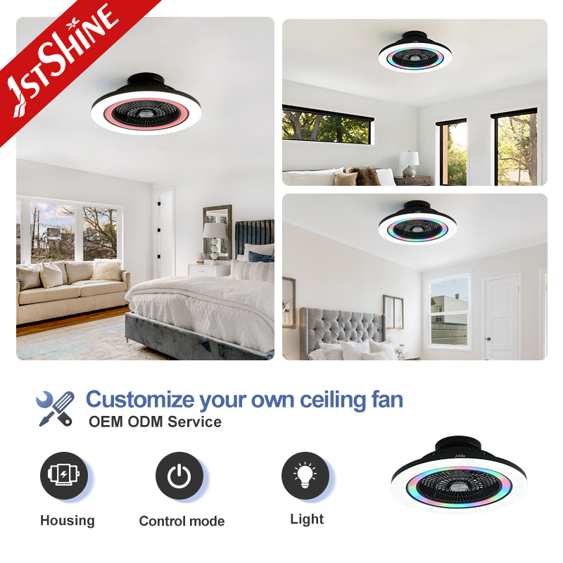 1stshine Led Ceiling Fan Fancy 23 Inches RGB Lighting Party Indoor Ceiling Fan With LED Light