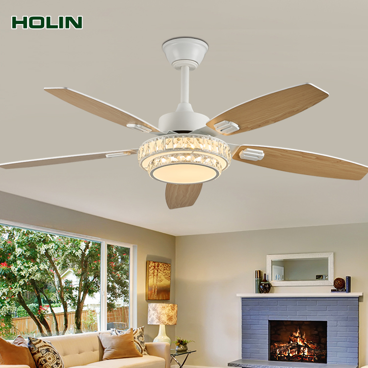 Splint Blade 52 Inch Variable Frequency Fan Light 5 Blades 45w Dc Intelligent Remote Control Ceiling Fan With Light Home