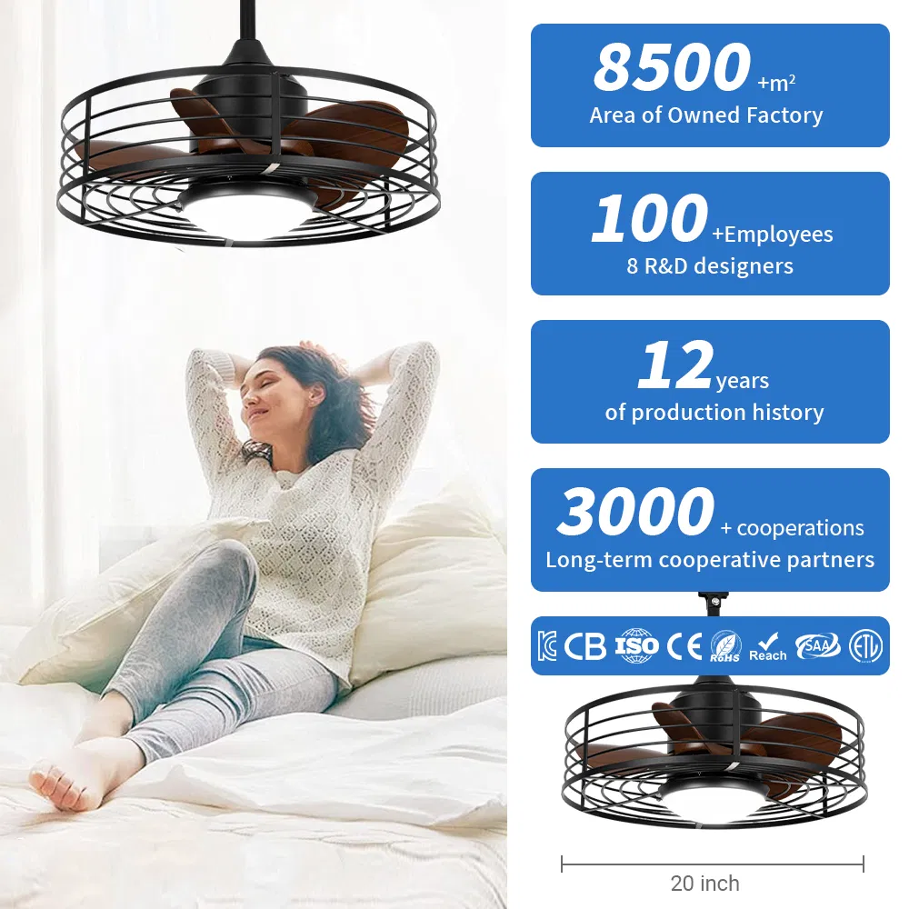 Lower Noise Outdoor Porch Ceiling Fan with 20" Downrod and LED
